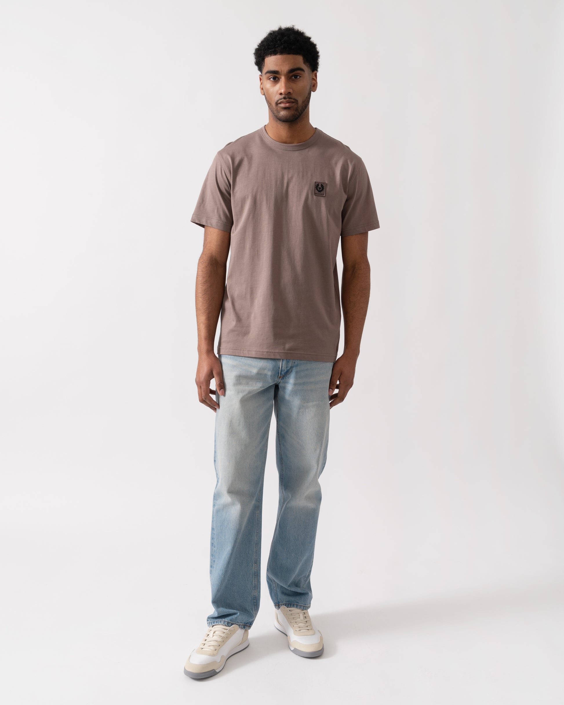 Belstaff Short Sleeved Mens Logo Patch T-Shirt - Asphalt | CHO | Designer Mens Logo T-Shirts
