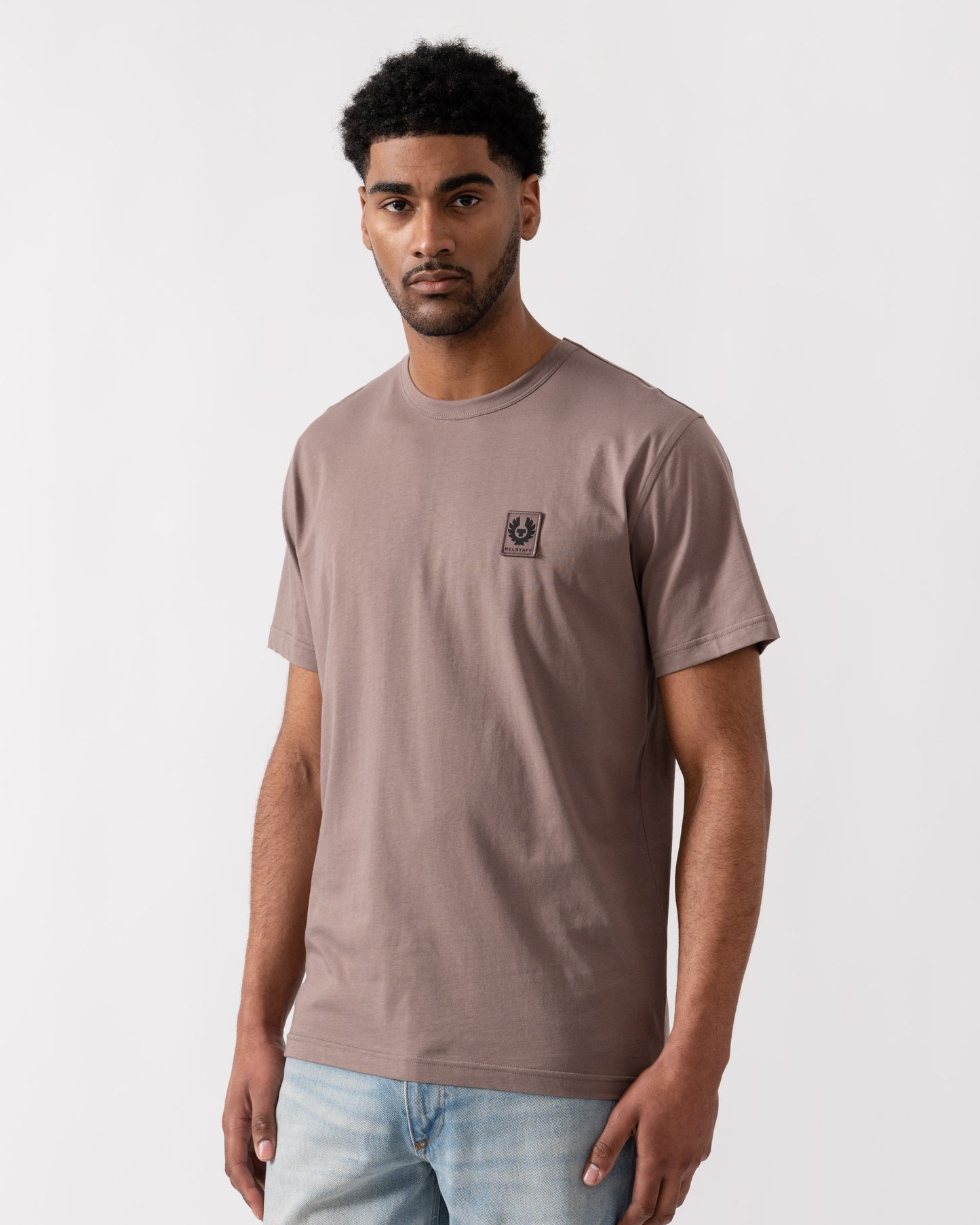 Belstaff Short Sleeved Mens Logo Patch T-Shirt - Asphalt | CHO | Designer Mens Logo T-Shirts