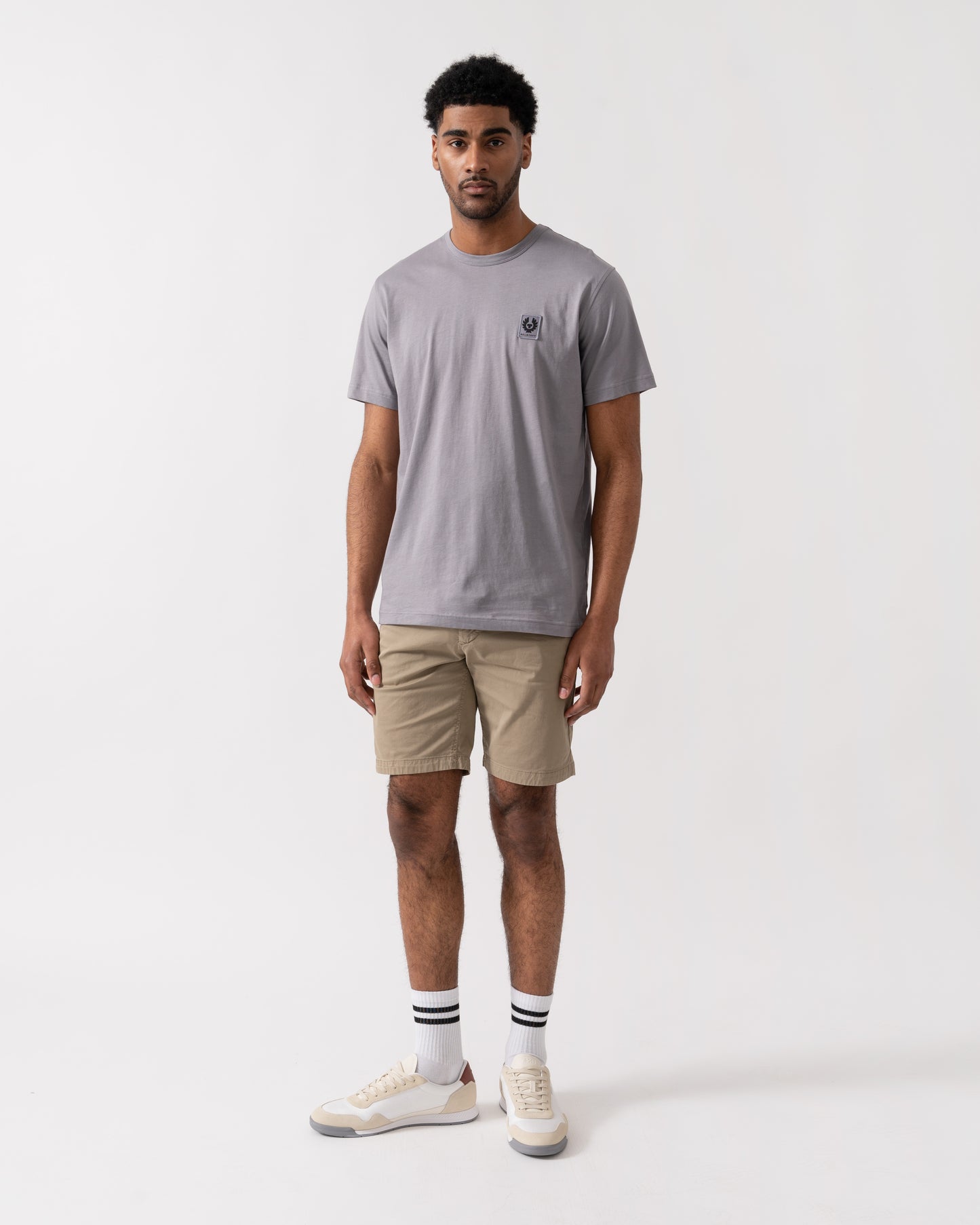 Belstaff Short Sleeved Mens Logo Patch T-Shirt - Faded Indigo | CHO | Designer Mens Logo T-Shirts