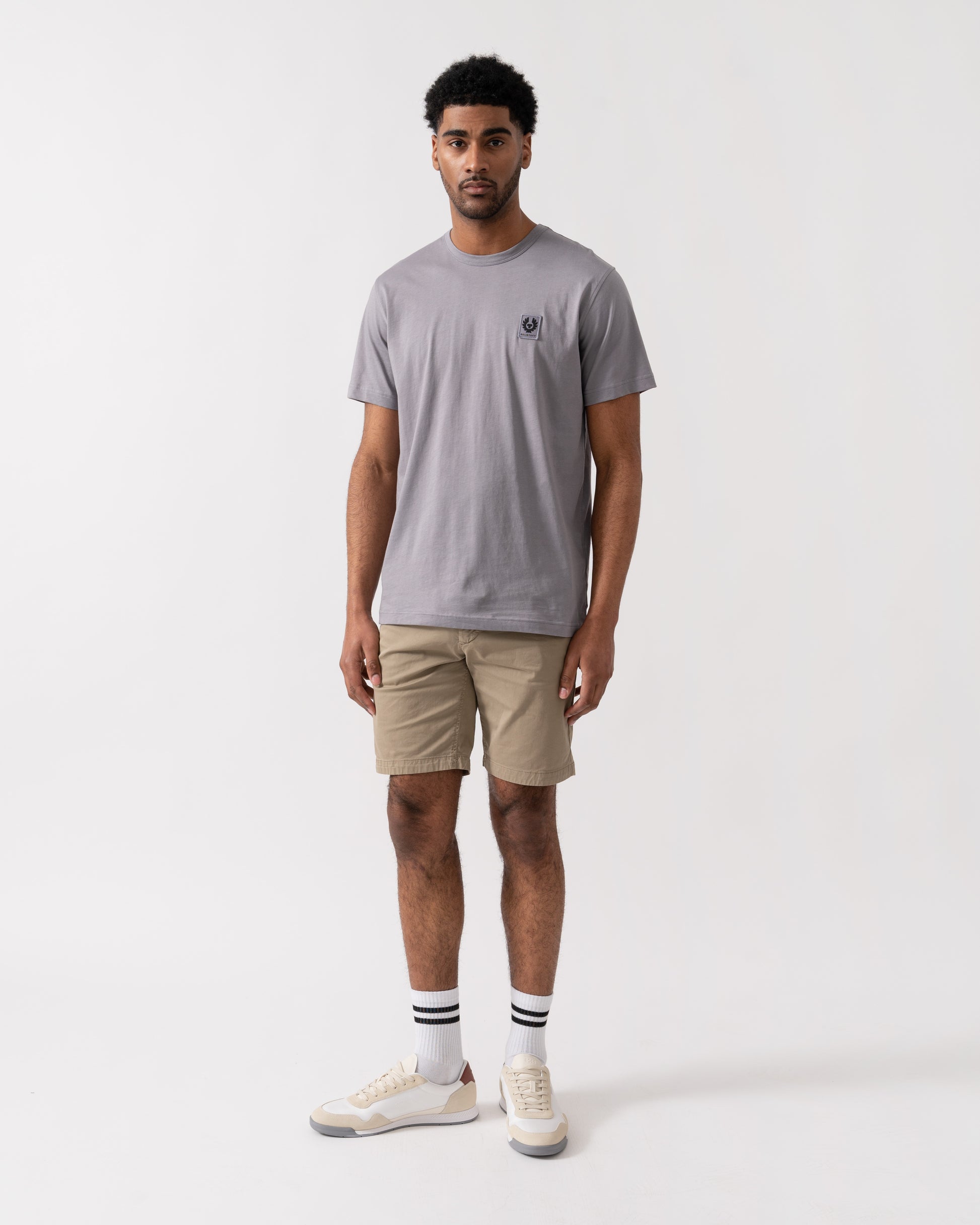 Belstaff Short Sleeved Mens Logo Patch T-Shirt - Faded Indigo | CHO | Designer Mens Logo T-Shirts