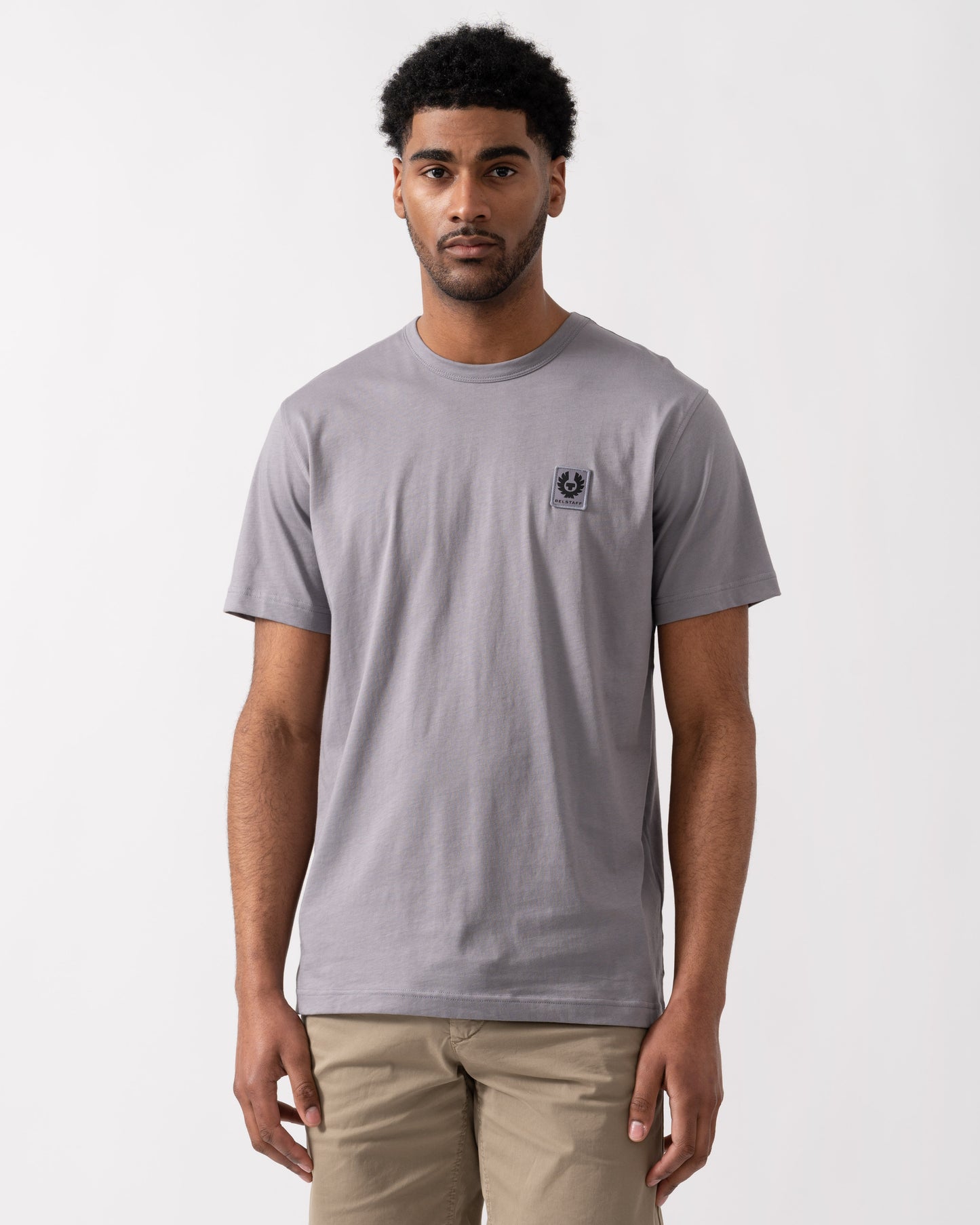 Belstaff Short Sleeved Mens Logo Patch T-Shirt - Faded Indigo | CHO | Designer Mens Logo T-Shirts