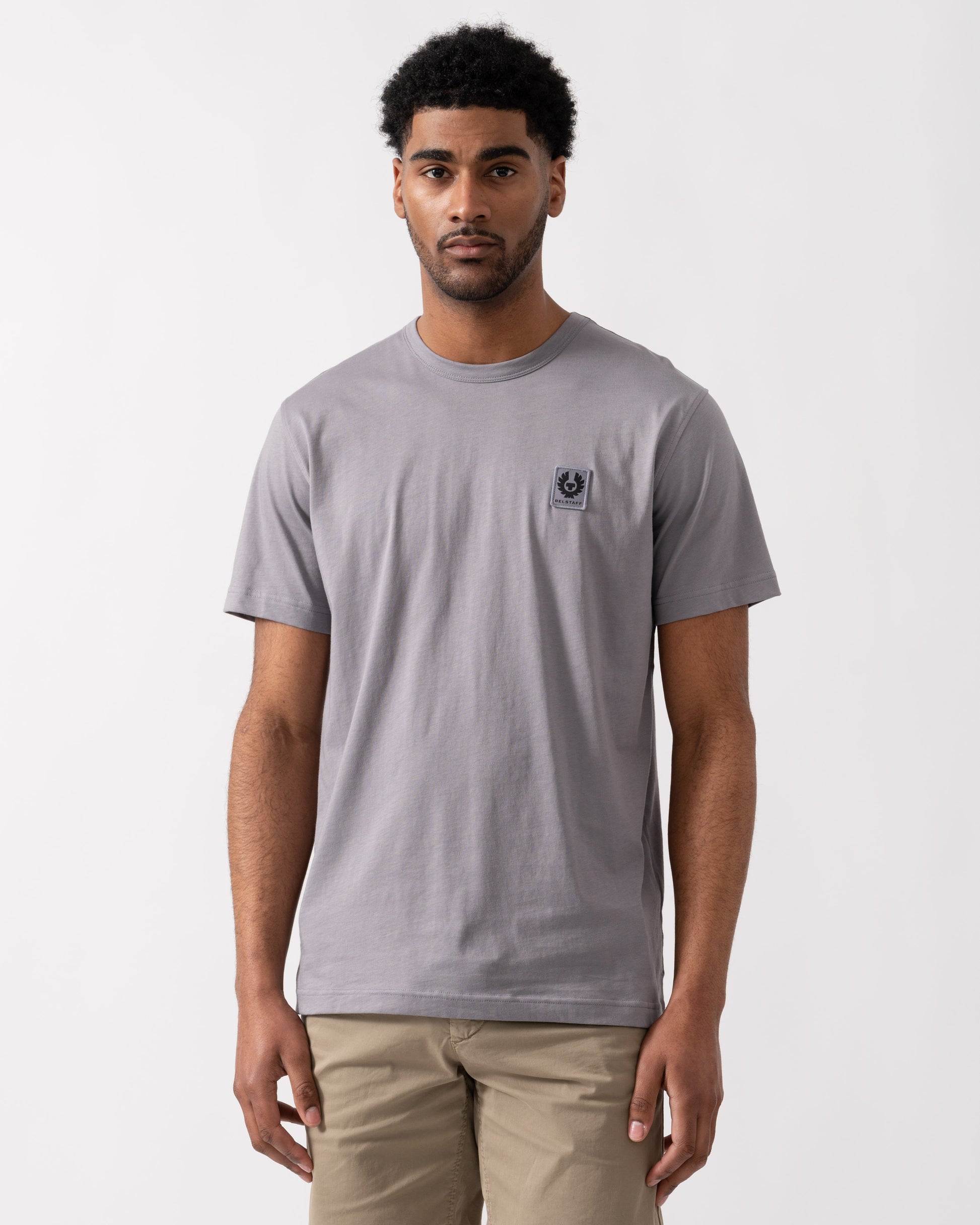 Belstaff Short Sleeved Mens Logo Patch T-Shirt - Faded Indigo | CHO | Designer Mens Logo T-Shirts