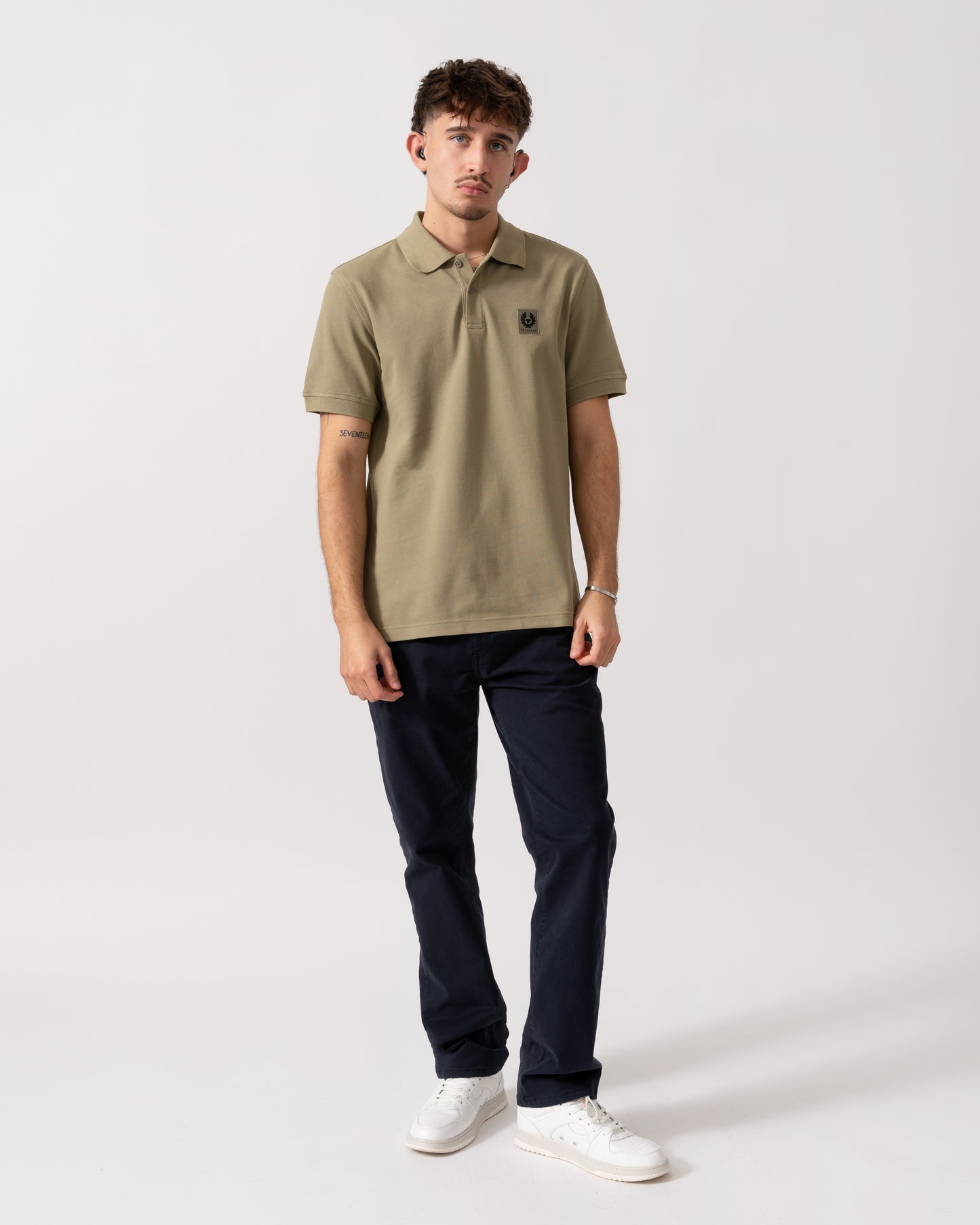 Belstaff Short Sleeved Mens Polo - Fatigue Green full length
