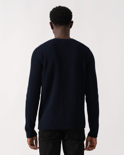 Belstaff Watch Mens Crew Neck Jumper With Logo Patch - Dark Ink