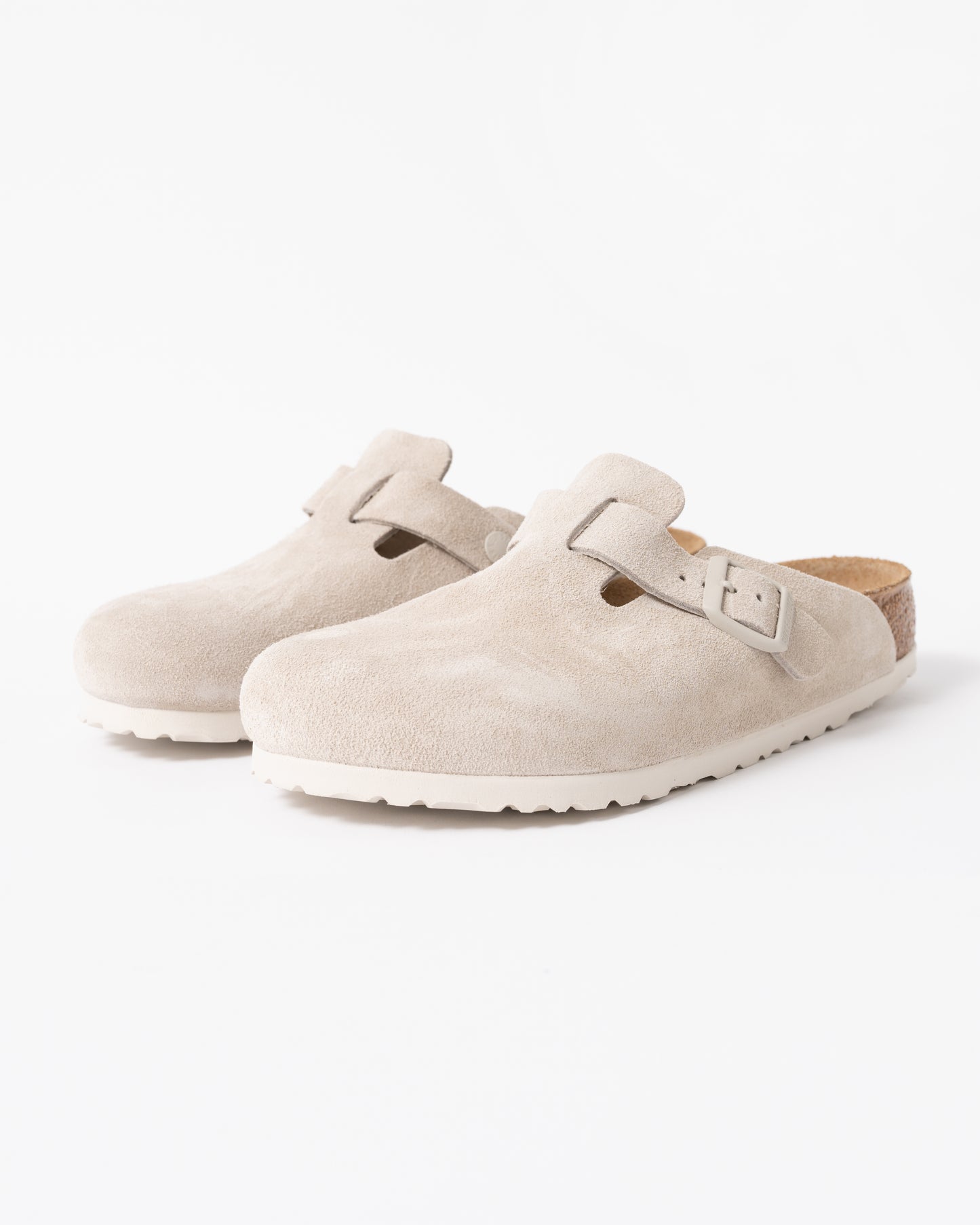 Birkenstock Boston Suede Leather Womens Clogs in Oyster