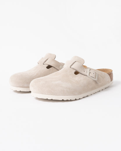 Birkenstock Boston Suede Leather Womens Clogs in Oyster
