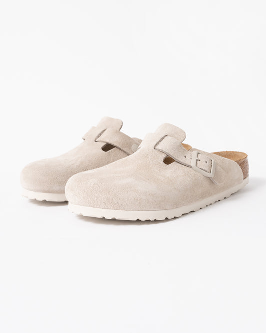 Birkenstock Boston Suede Leather Womens Clogs in Oyster