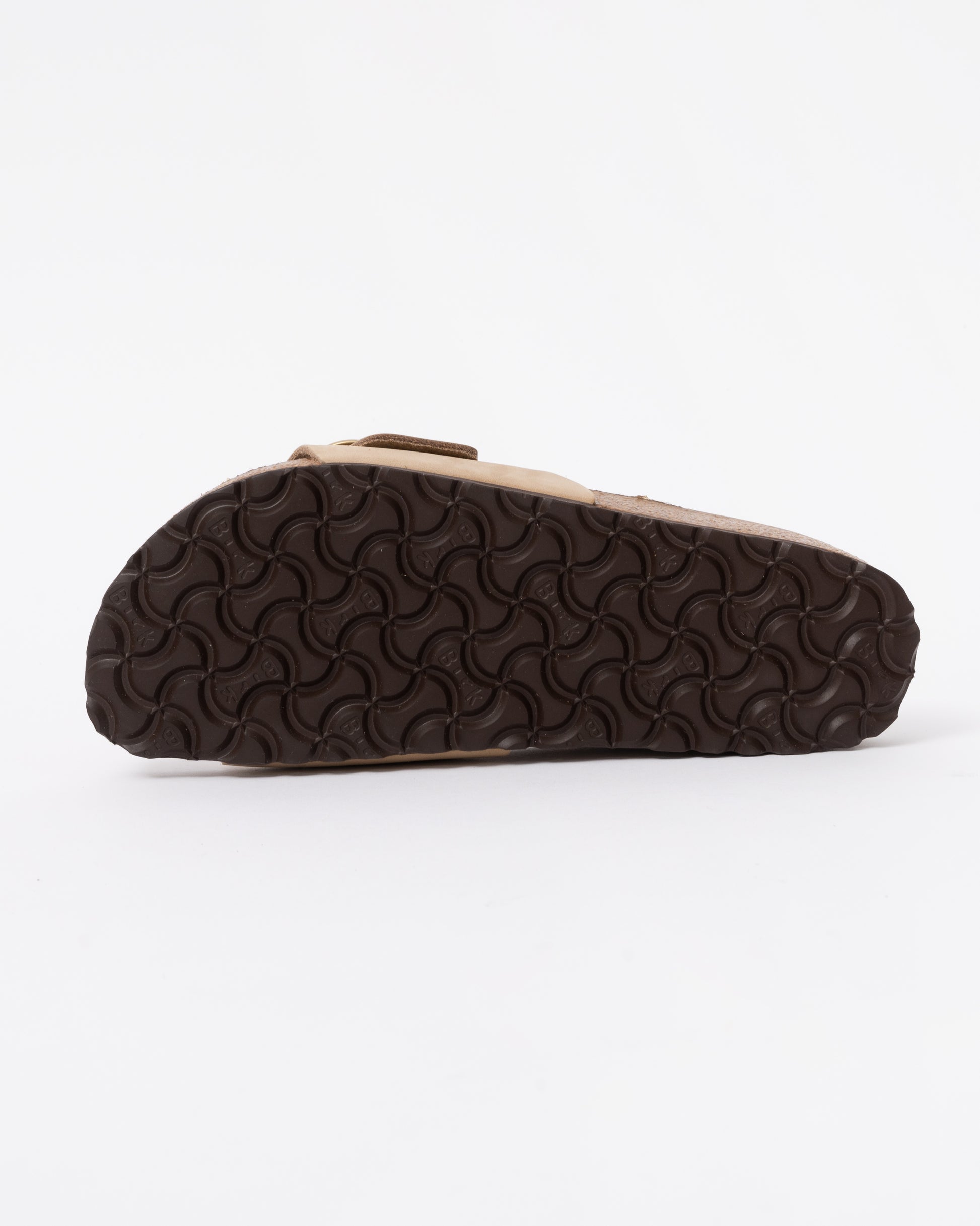 sole of Birkenstock Madrid Big Buckle Womens Nubuck Leather Sandals in Sandcastle