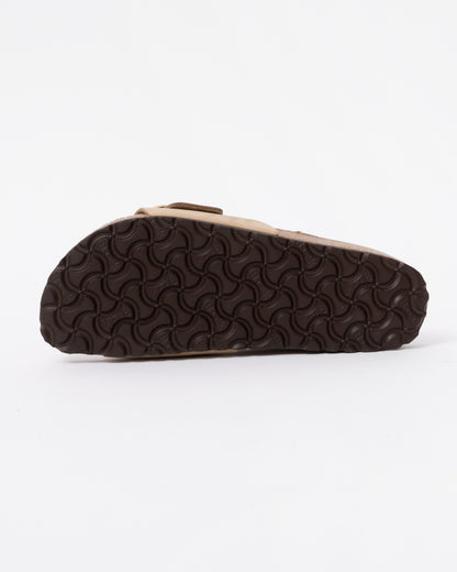 sole of Birkenstock Madrid Big Buckle Womens Nubuck Leather Sandals in Sandcastle