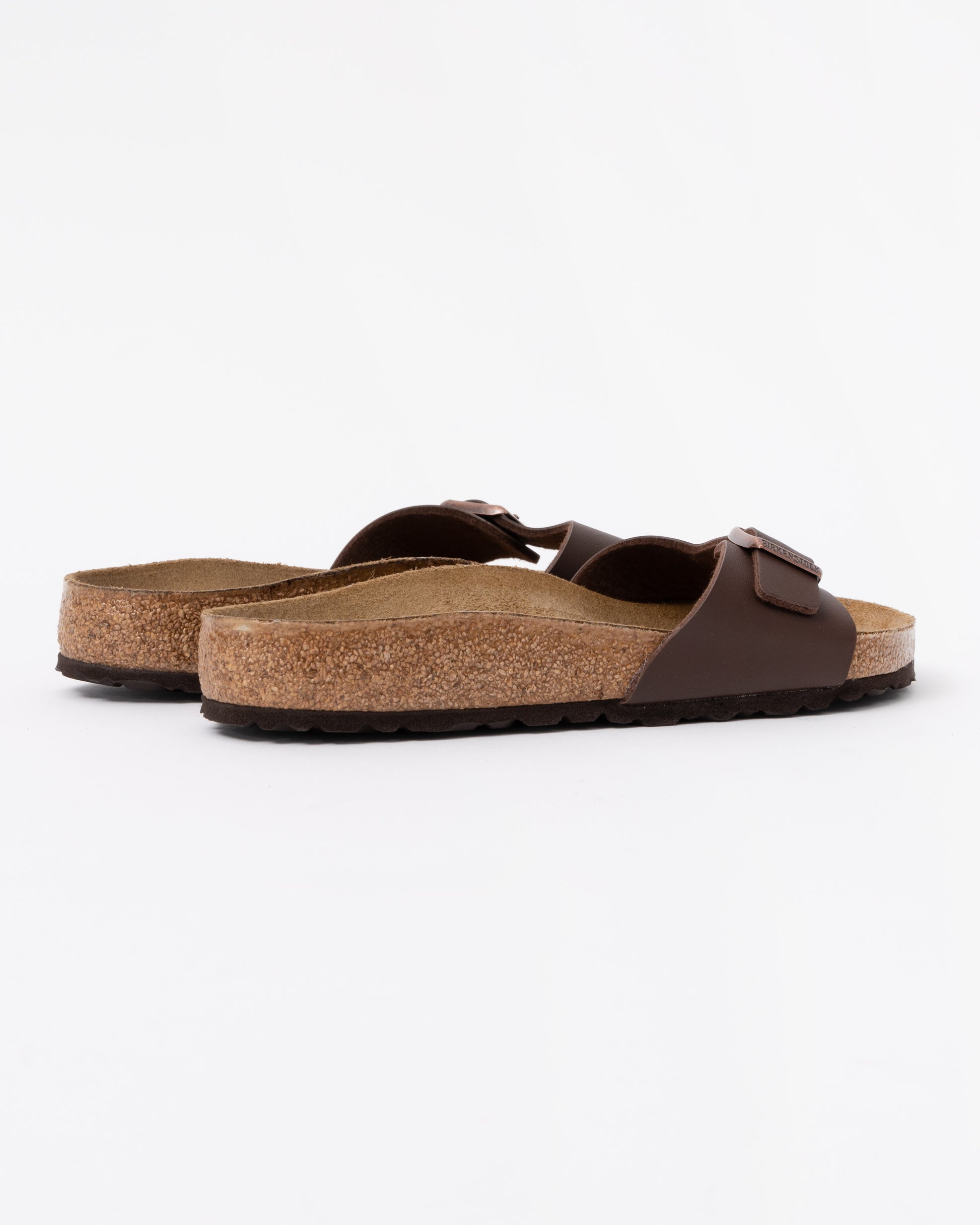back of Birkenstock Madrid Birko-Flor Womens Sandals in Dark Brown