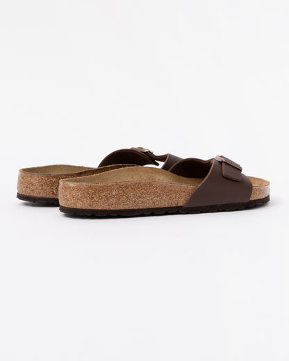 back of Birkenstock Madrid Birko-Flor Womens Sandals in Dark Brown