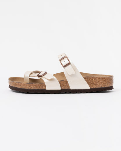 side of Birkenstock Mayari Birko Flor Womens Sandals in Graceful Pearl White