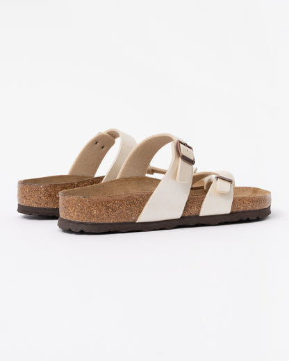 back of Birkenstock Mayari Birko Flor Womens Sandals in Graceful Pearl White