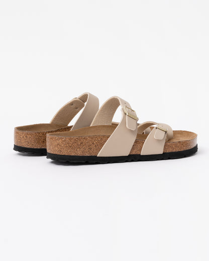back of Birkenstock Mayari Birko Flor Womens Sandals in Sandcastle