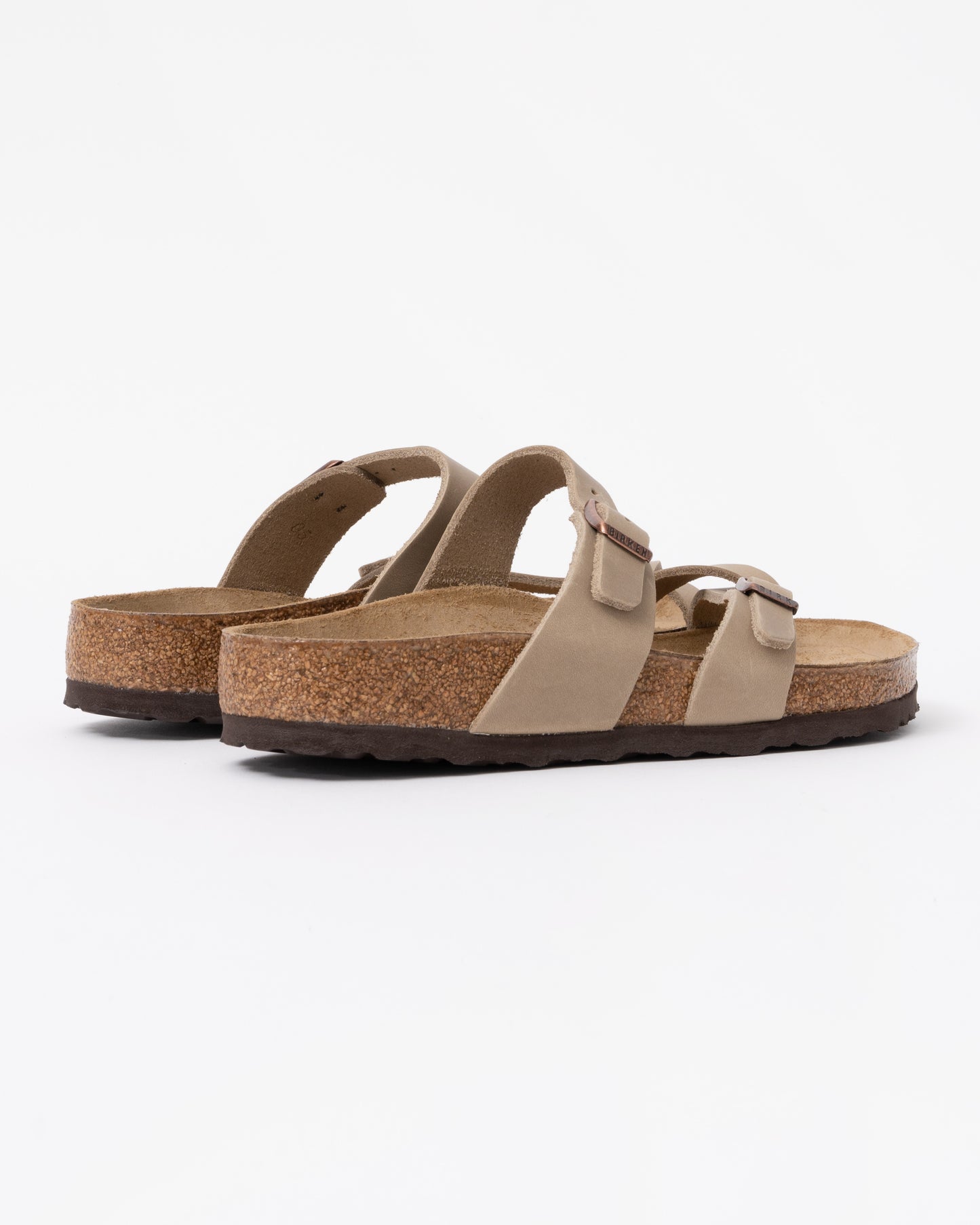back of Birkenstock Mayari Oiled Nubuck Womens Sandals in Tobacco Brown