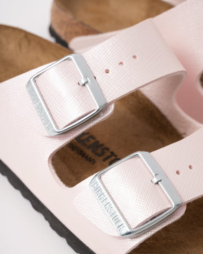 Birkenstock Arizona Embossed Birko-Flor Womens Sandals - Saffiano Iridescent Light Rose