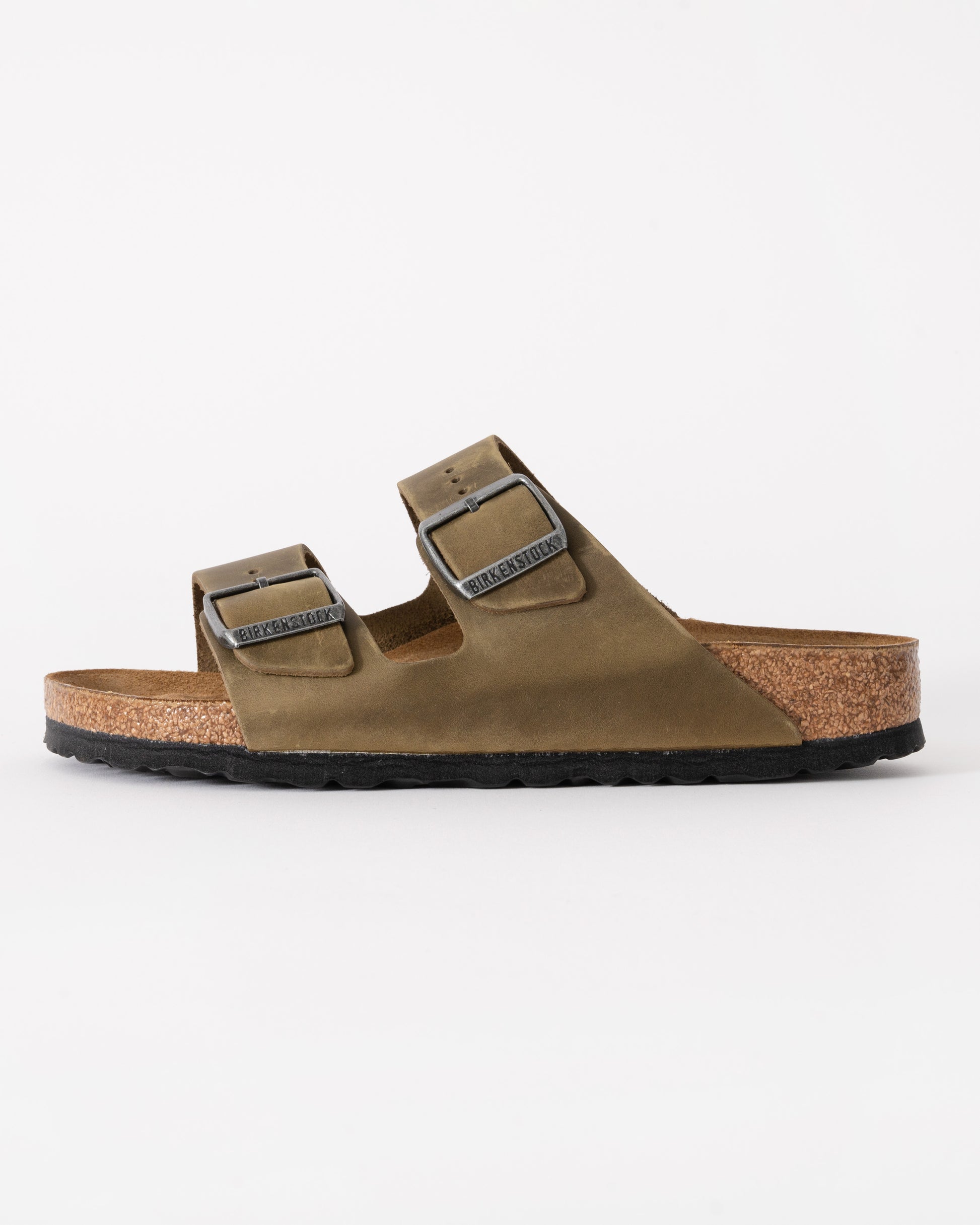 Birkenstock Arizona Oiled Natural Leather Womens Sandals - Faded Khaki - CHO - Designer Womens Sandals