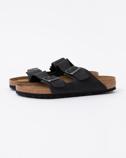 Birkenstock Arizona Soft Footbed Mens Oiled Leather Sandals - Black