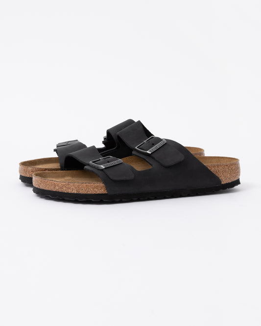 Birkenstock Arizona Soft Footbed Mens Oiled Leather Sandals - Black
