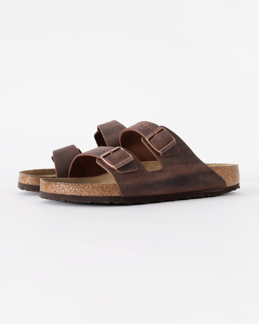Birkenstock Arizona Soft Footbed Mens Oiled Leather Sandals - Habana