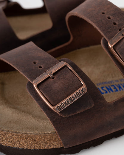 Birkenstock Arizona Soft Footbed Mens Oiled Leather Sandals - Habana