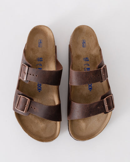 Birkenstock Arizona Soft Footbed Mens Oiled Leather Sandals - Habana