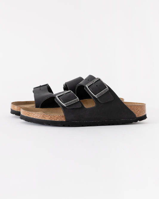 Birkenstock Arizona Soft Footbed Womens Oiled Leather Sandals - Black