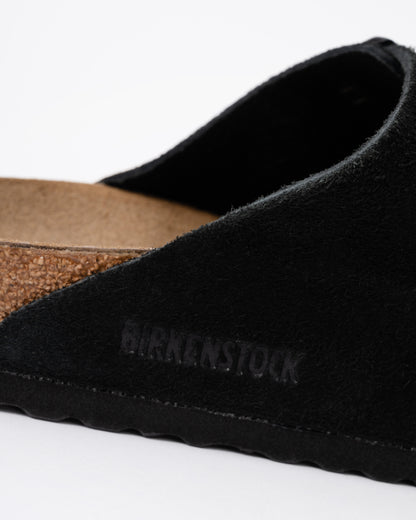 Birkenstock Arizona Suede Leather Womens Sandals - Black logo