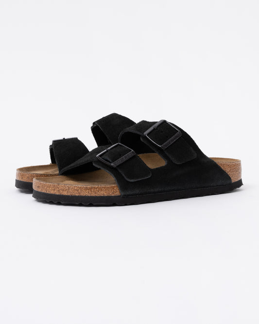 Birkenstock Arizona Suede Leather Womens Sandals - Black main