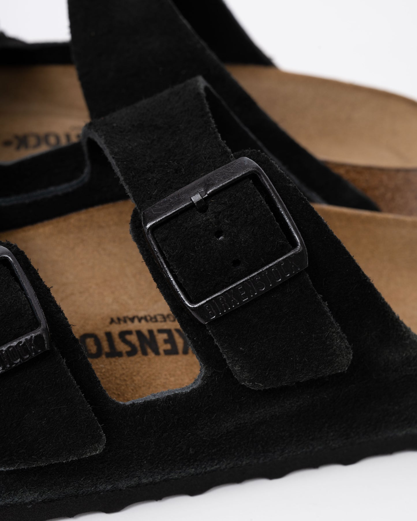 Birkenstock Arizona Suede Leather Womens Sandals - Black buckle