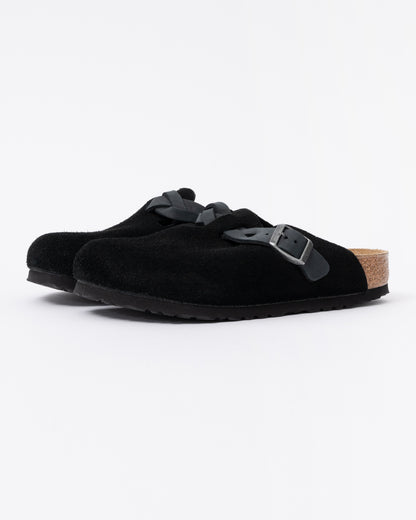 Birkenstock Boston Braided Suede Leather Womens Clogs - Black