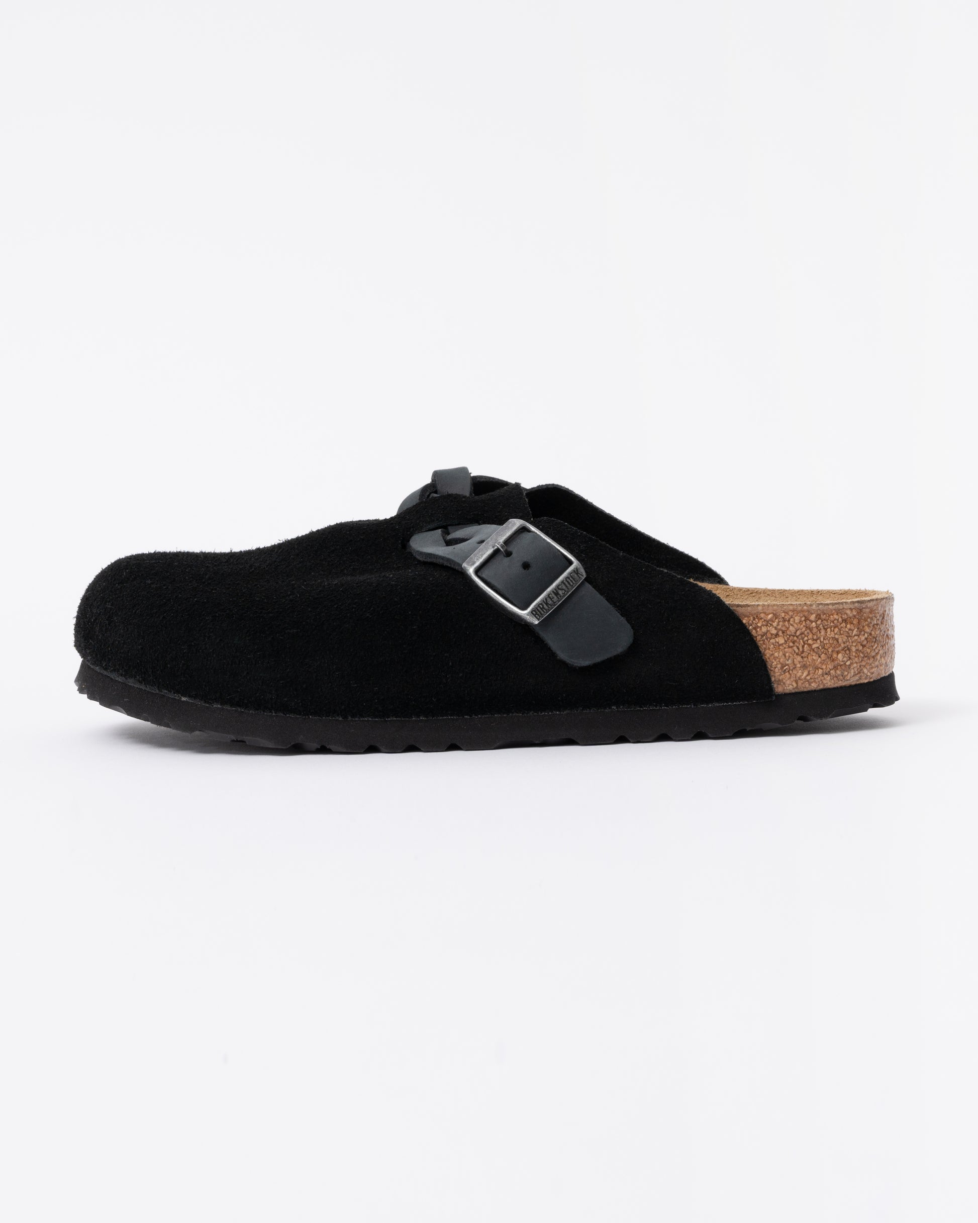 Birkenstock Boston Braided Suede Leather Womens Clogs - Black
