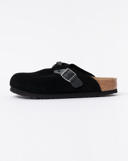Birkenstock Boston Braided Suede Leather Womens Clogs - Black