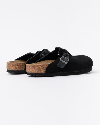 Birkenstock Boston Braided Suede Leather Womens Clogs - Black