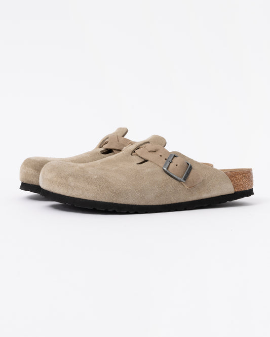 Birkenstock Boston Braided Suede Leather Womens Clogs - Taupe front