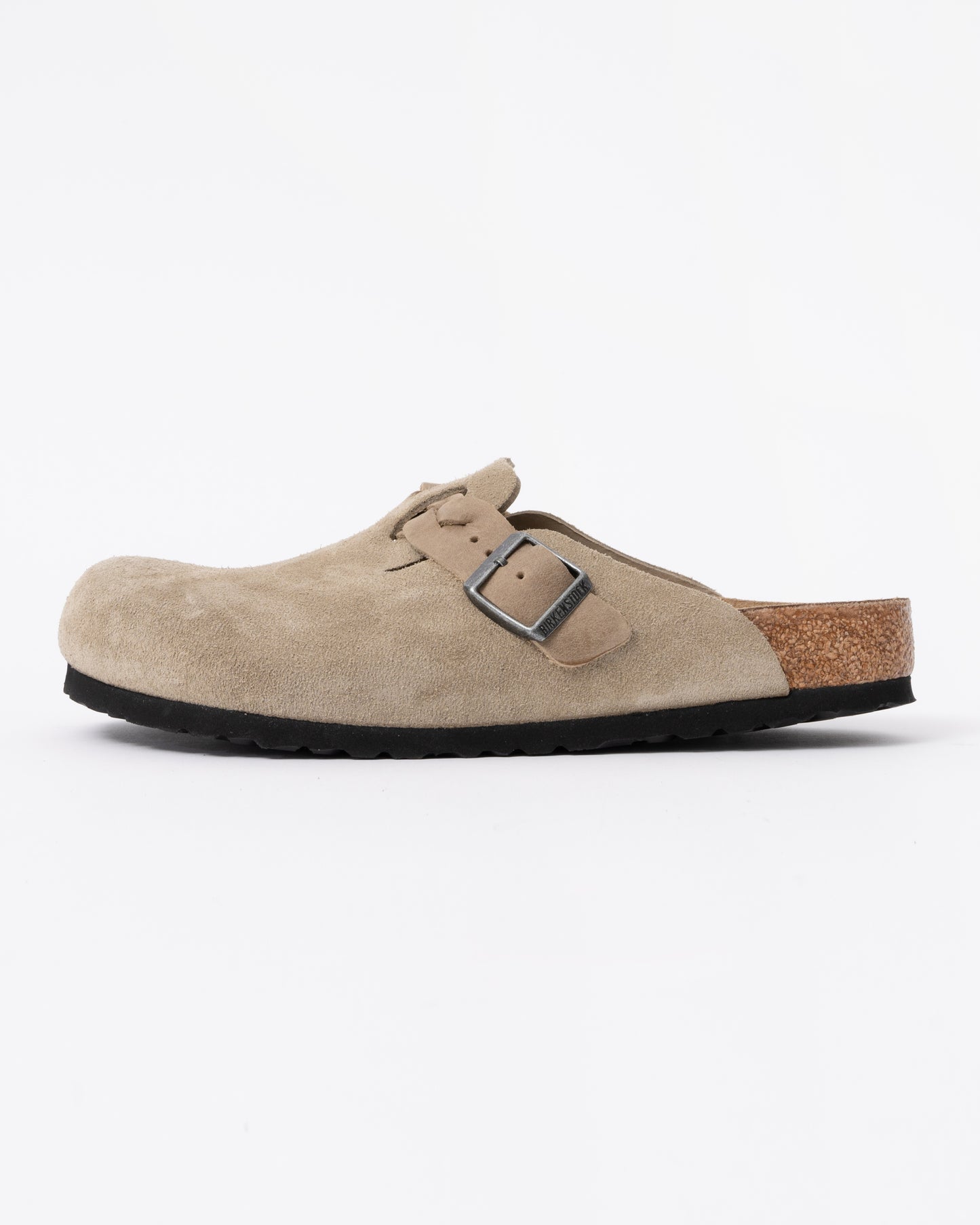 Birkenstock Boston Braided Suede Leather Womens Clogs - Taupe side
