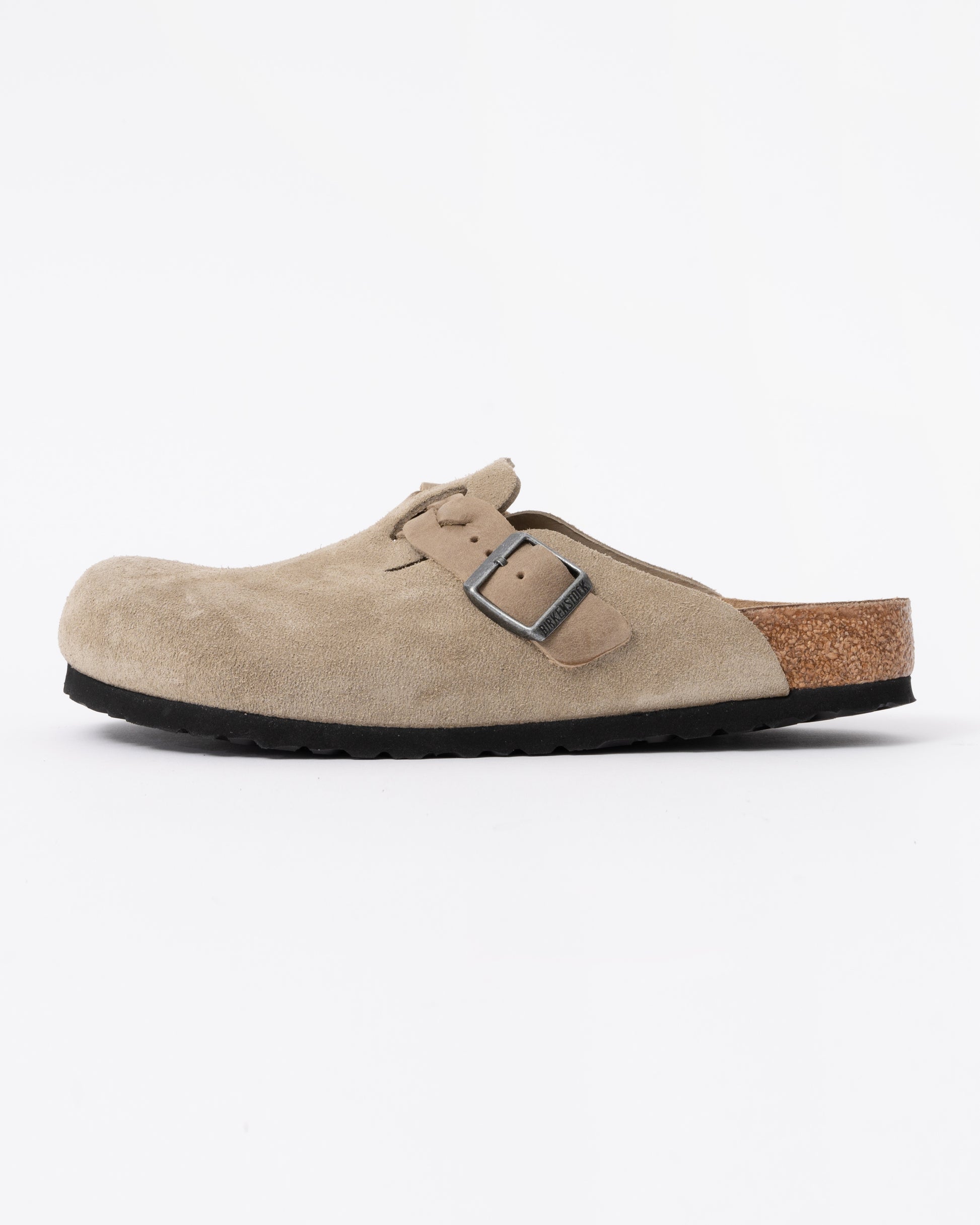 Birkenstock Boston Braided Suede Leather Womens Clogs - Taupe side