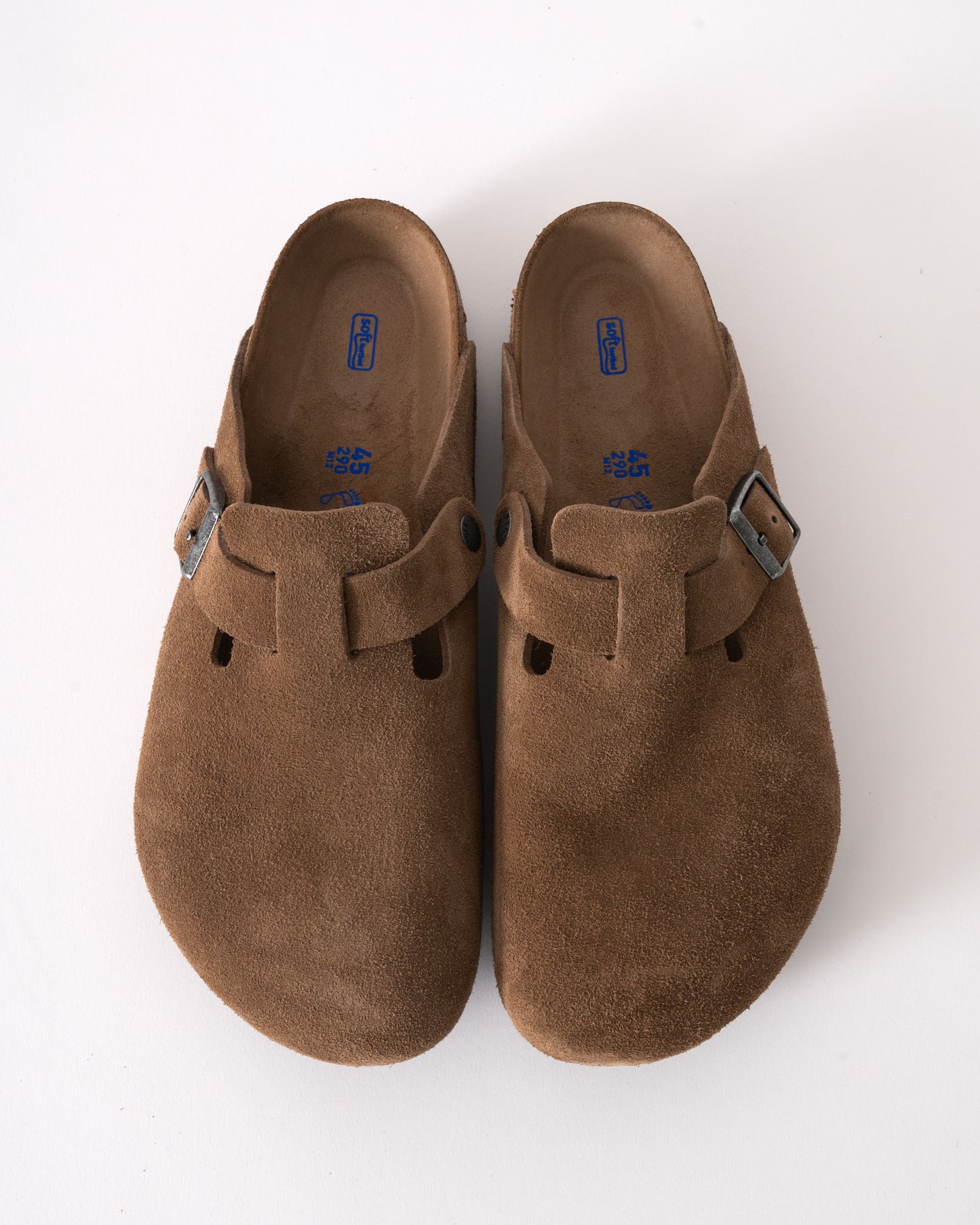 Birkenstock Boston Soft Footbed Unisex Suede Clogs - Dark Tea/Tonal Footbed - CHO - Designer Unisex Clogs