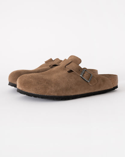 Birkenstock Boston Soft Footbed Unisex Suede Clogs in Dark Tea
