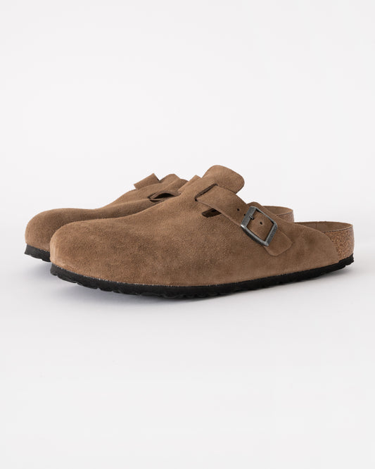 Birkenstock Boston Soft Footbed Unisex Suede Clogs in Dark Tea