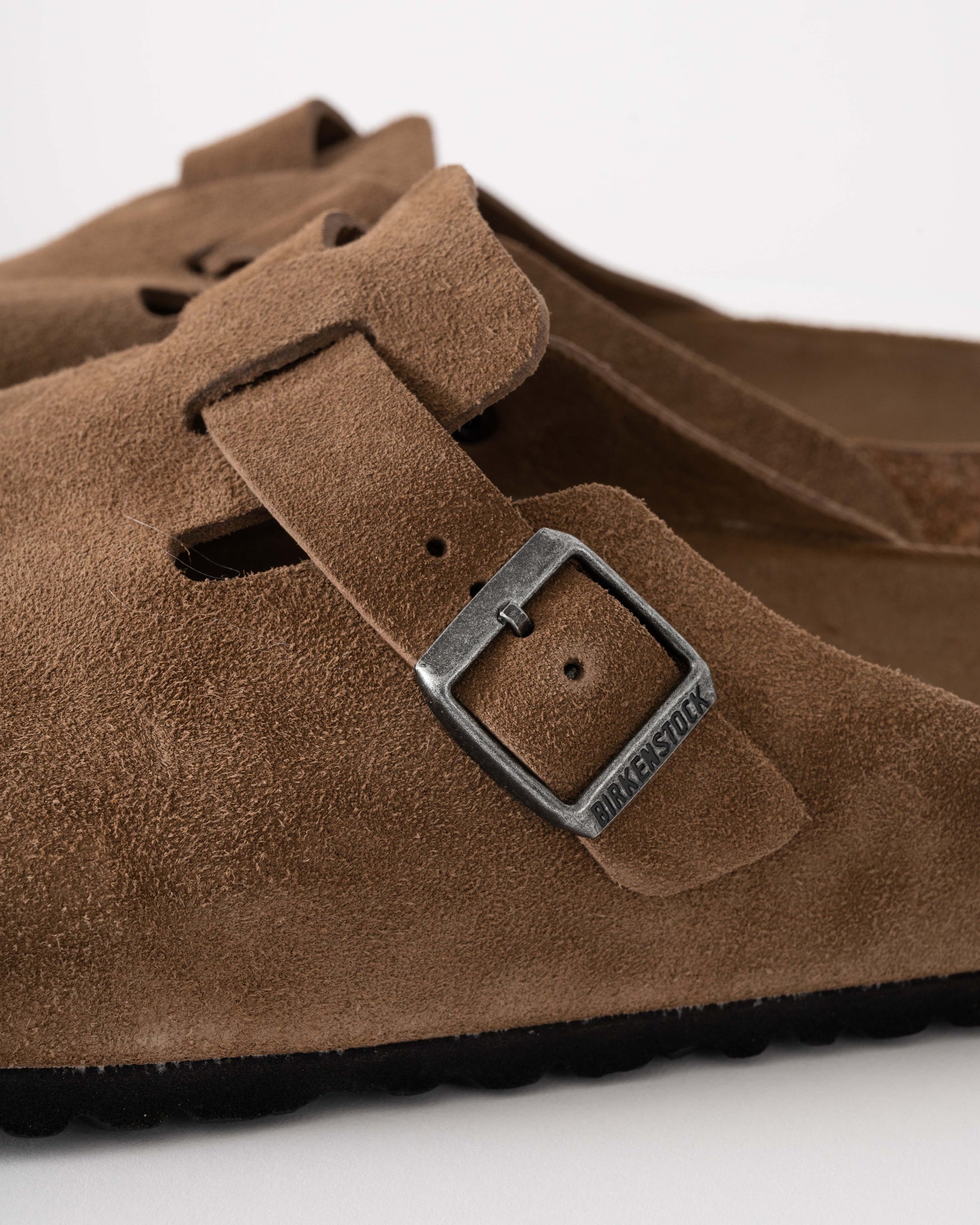 Birkenstock Boston Soft Footbed Unisex Suede Clogs - Dark Tea/Tonal Footbed - CHO - Designer Unisex Clogs