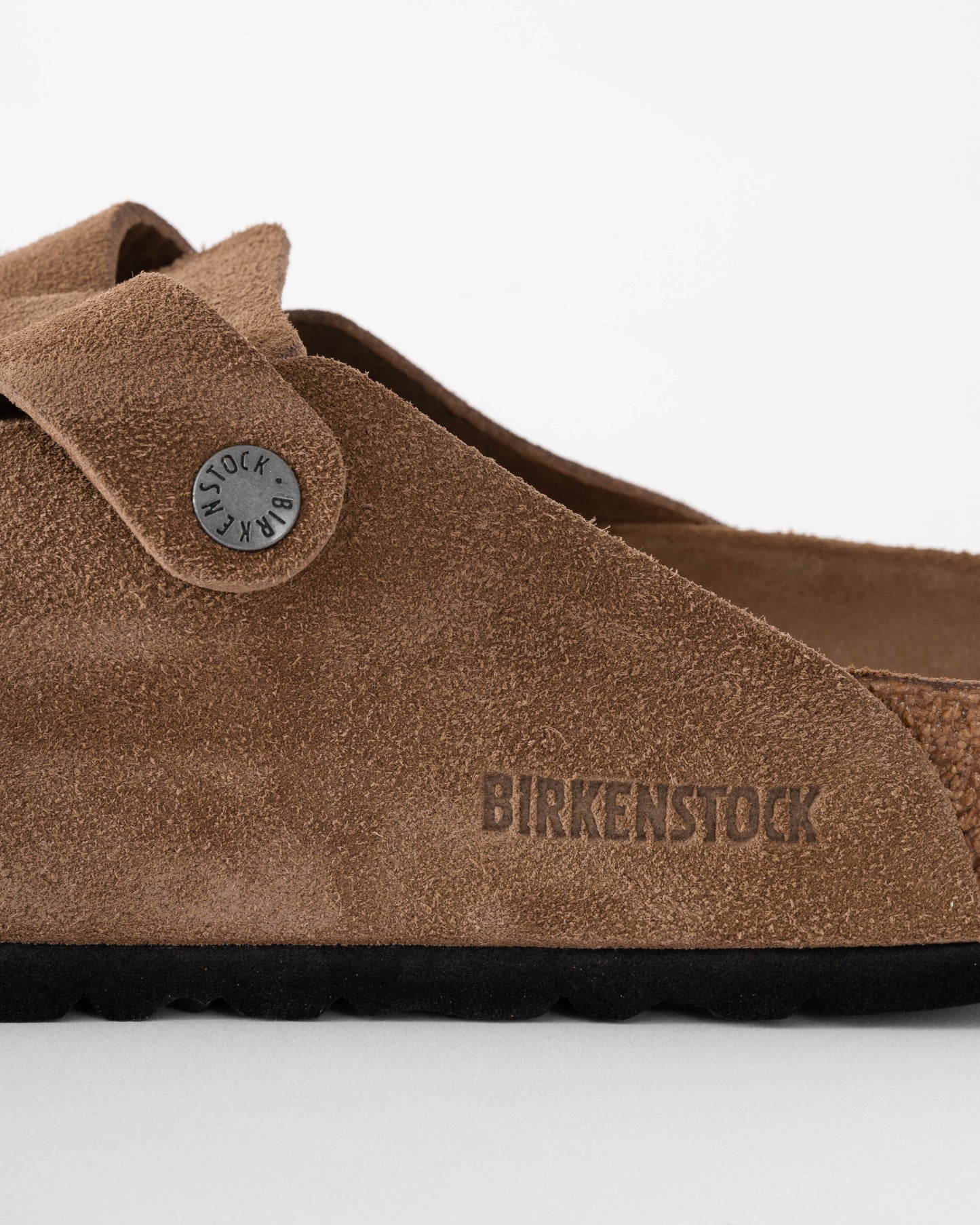 Birkenstock Boston Soft Footbed Unisex Suede Clogs - Dark Tea/Tonal Footbed - CHO - Designer Unisex Clogs