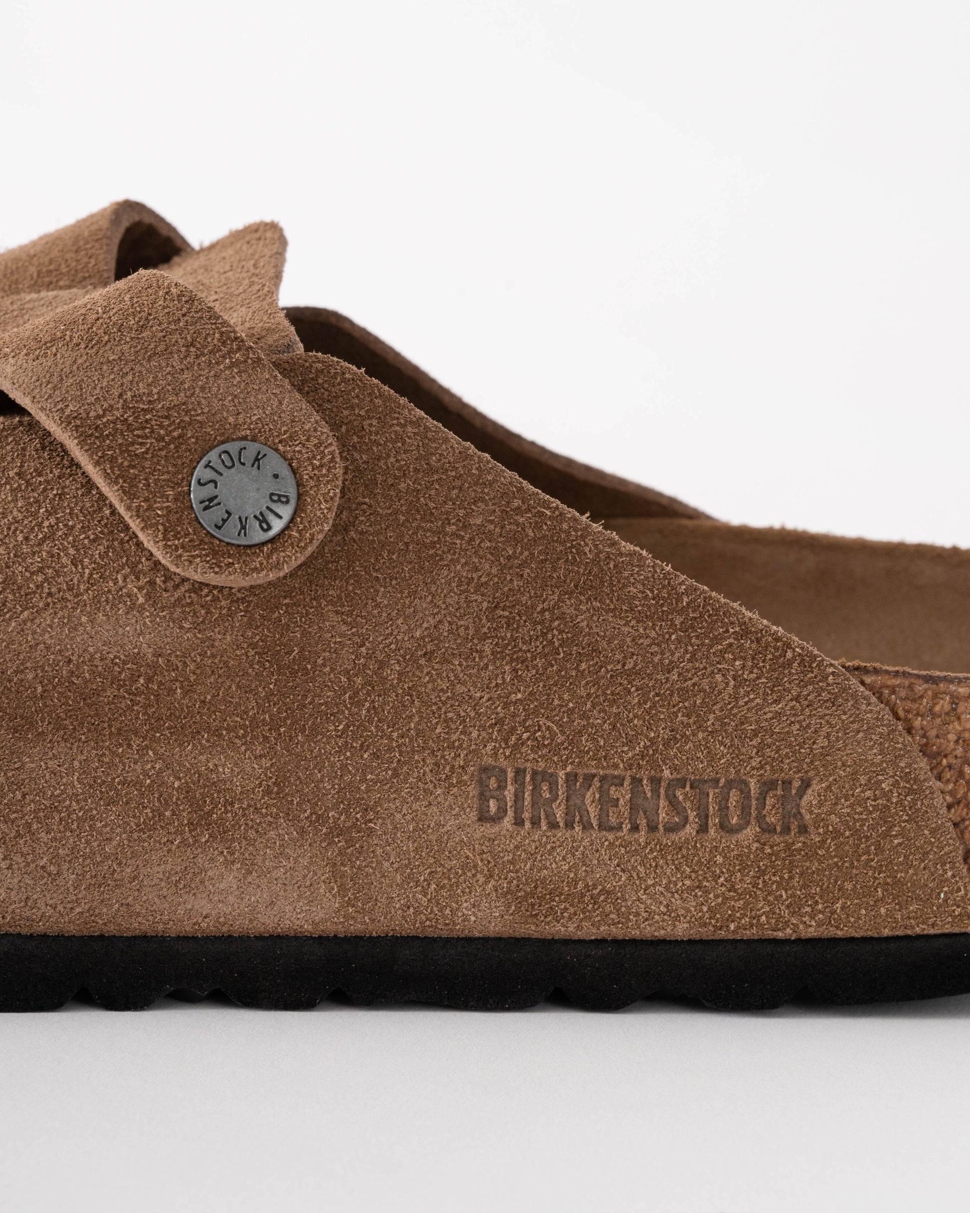 Birkenstock Boston Soft Footbed Unisex Suede Clogs - Dark Tea/Tonal Footbed - CHO - Designer Unisex Clogs
