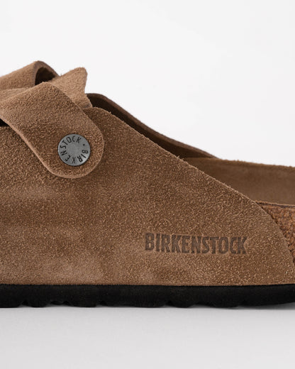 Birkenstock Boston Soft Footbed Unisex Suede Clogs - Dark Tea/Tonal Footbed - CHO - Designer Unisex Clogs