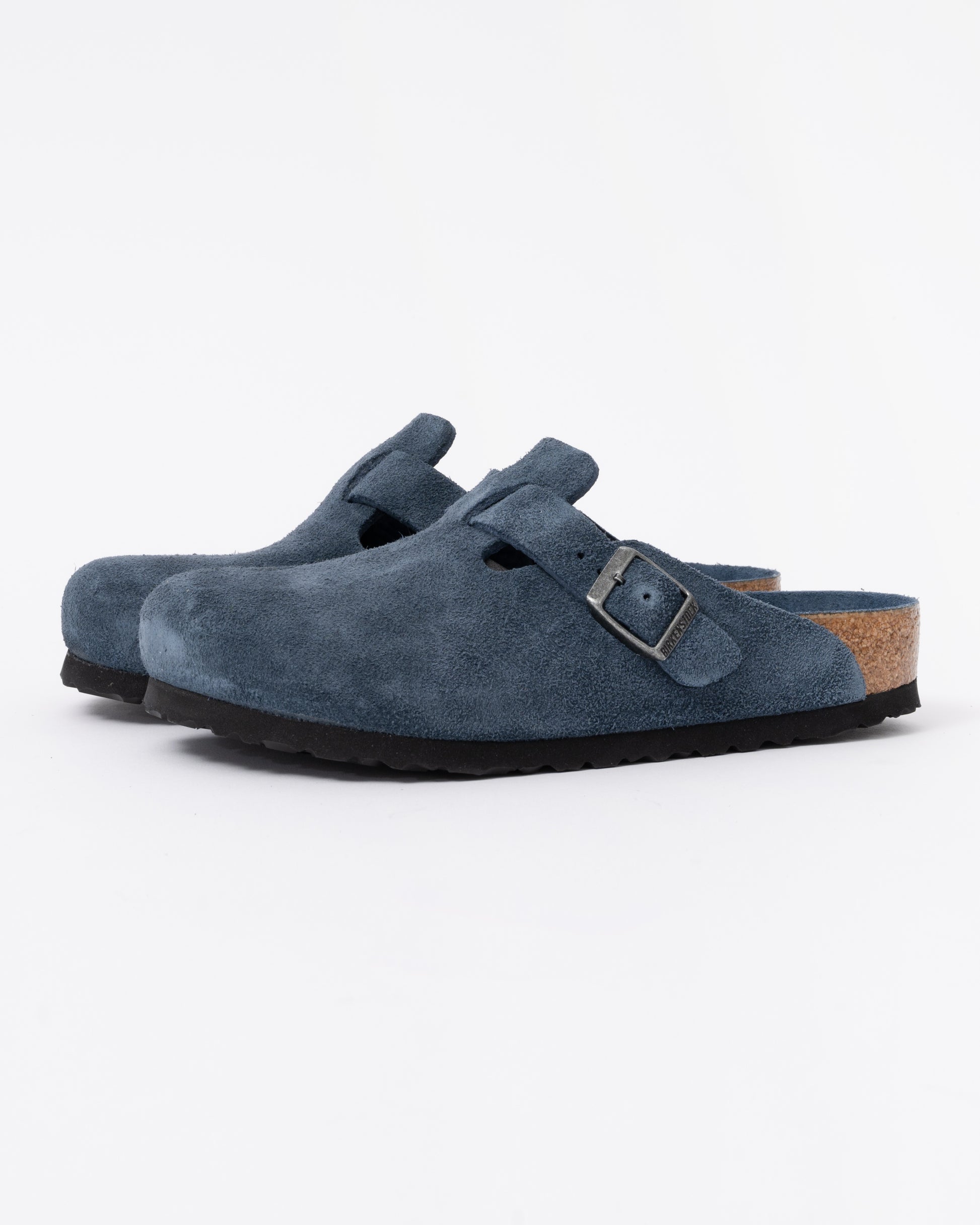 Birkenstock Boston Soft Footbed Unisex Suede Clogs - New Navy Tonal FB front