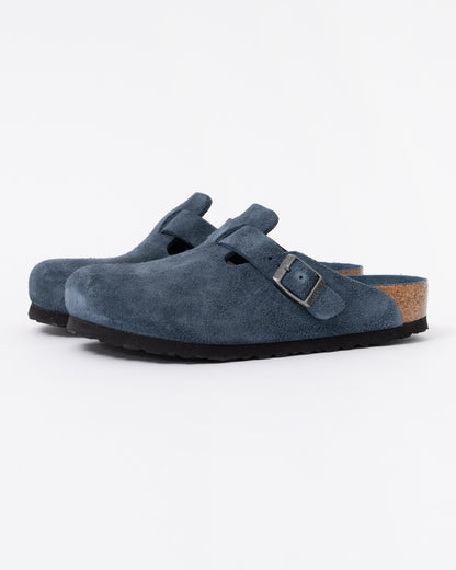 Birkenstock Boston Soft Footbed Unisex Suede Clogs - New Navy Tonal FB front