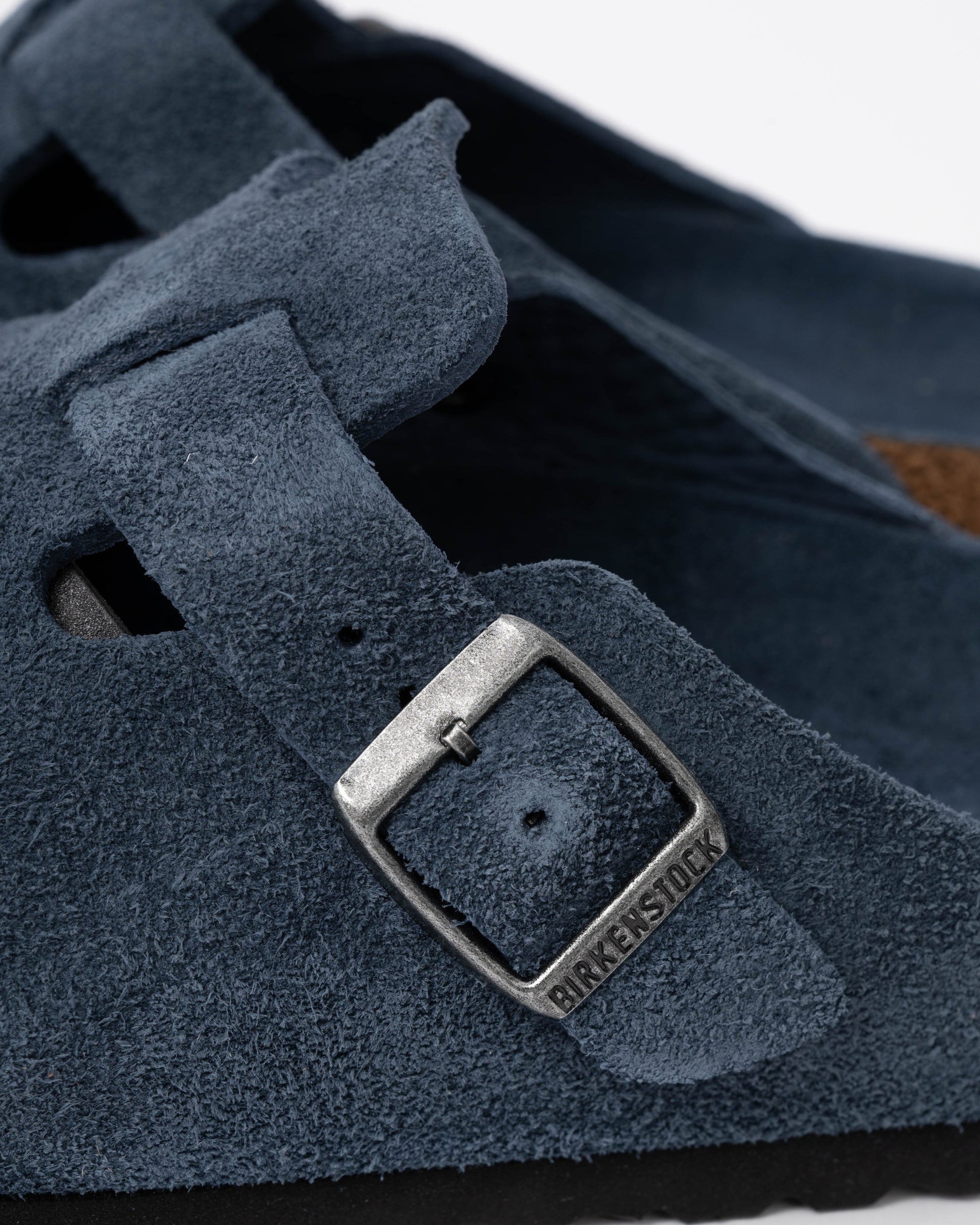 Birkenstock Boston Soft Footbed Unisex Suede Clogs - New Navy Tonal FB buckle