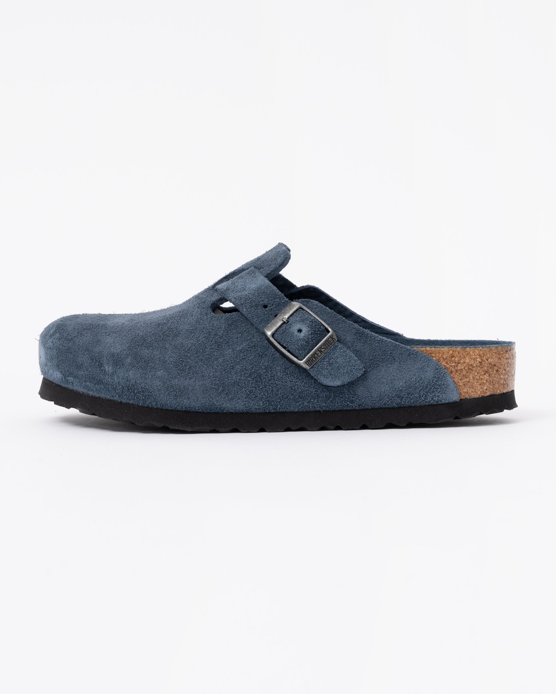 Birkenstock Boston Soft Footbed Unisex Suede Clogs - New Navy Tonal FB side