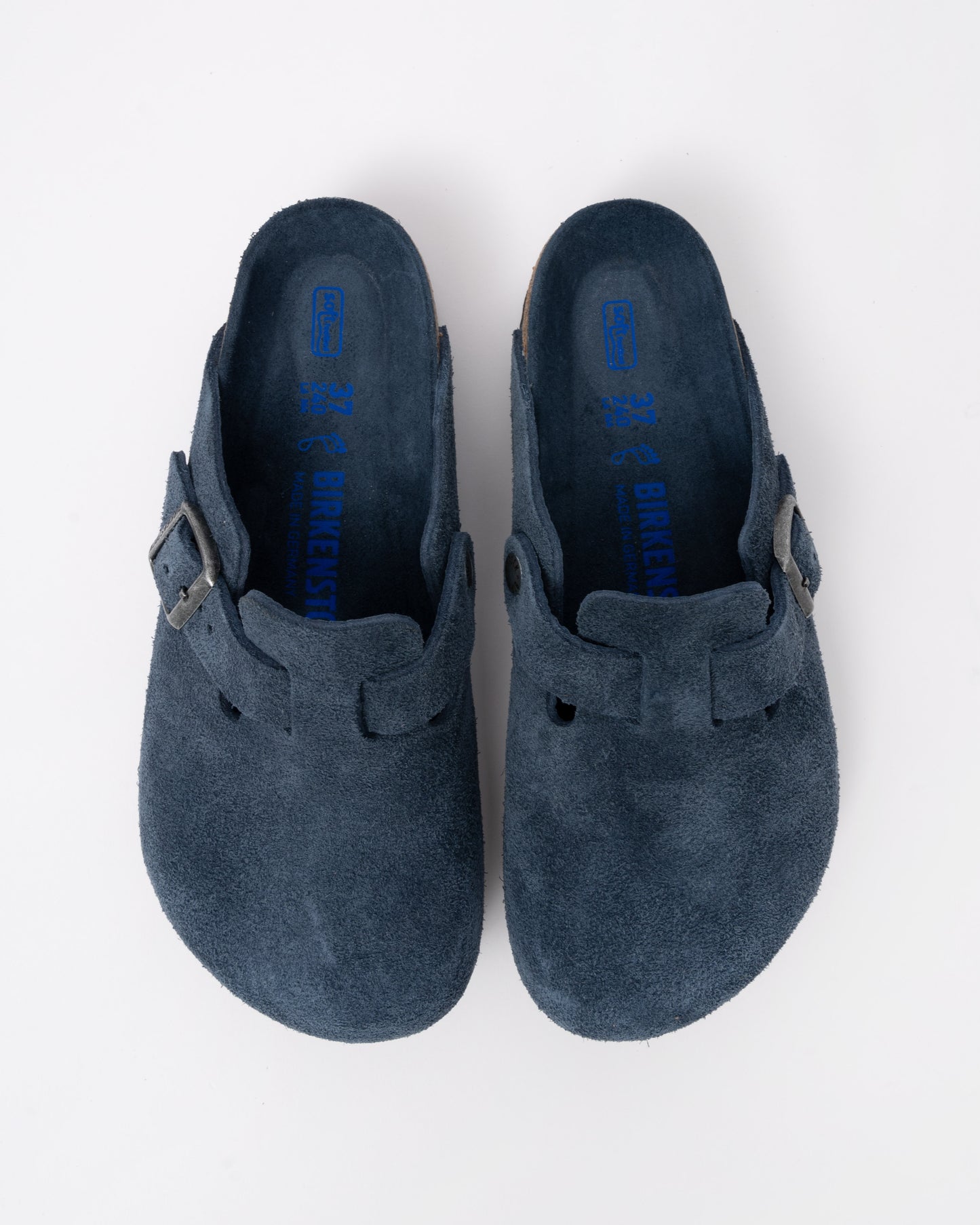 Birkenstock Boston Soft Footbed Unisex Suede Clogs - New Navy Tonal FB top