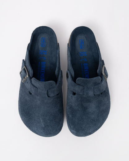 Birkenstock Boston Soft Footbed Unisex Suede Clogs - New Navy Tonal FB top
